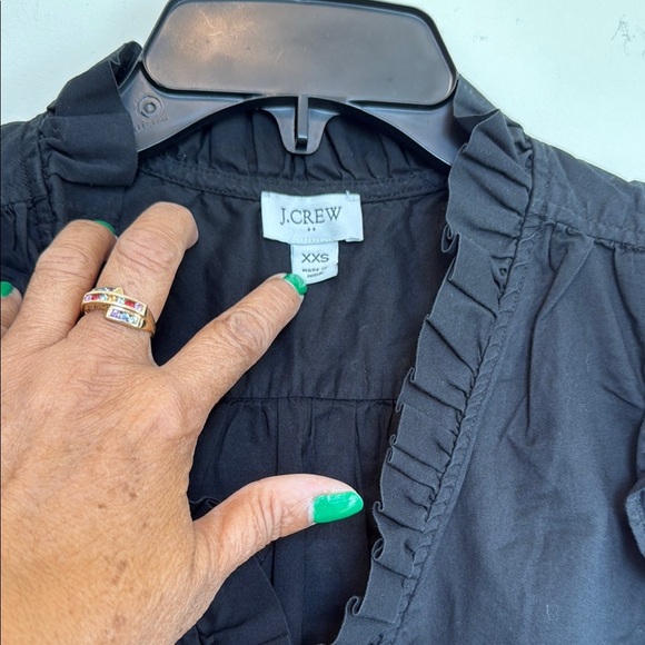 J. Crew Black Sleeveless Ruffled Blouse - Picture 4 of 12